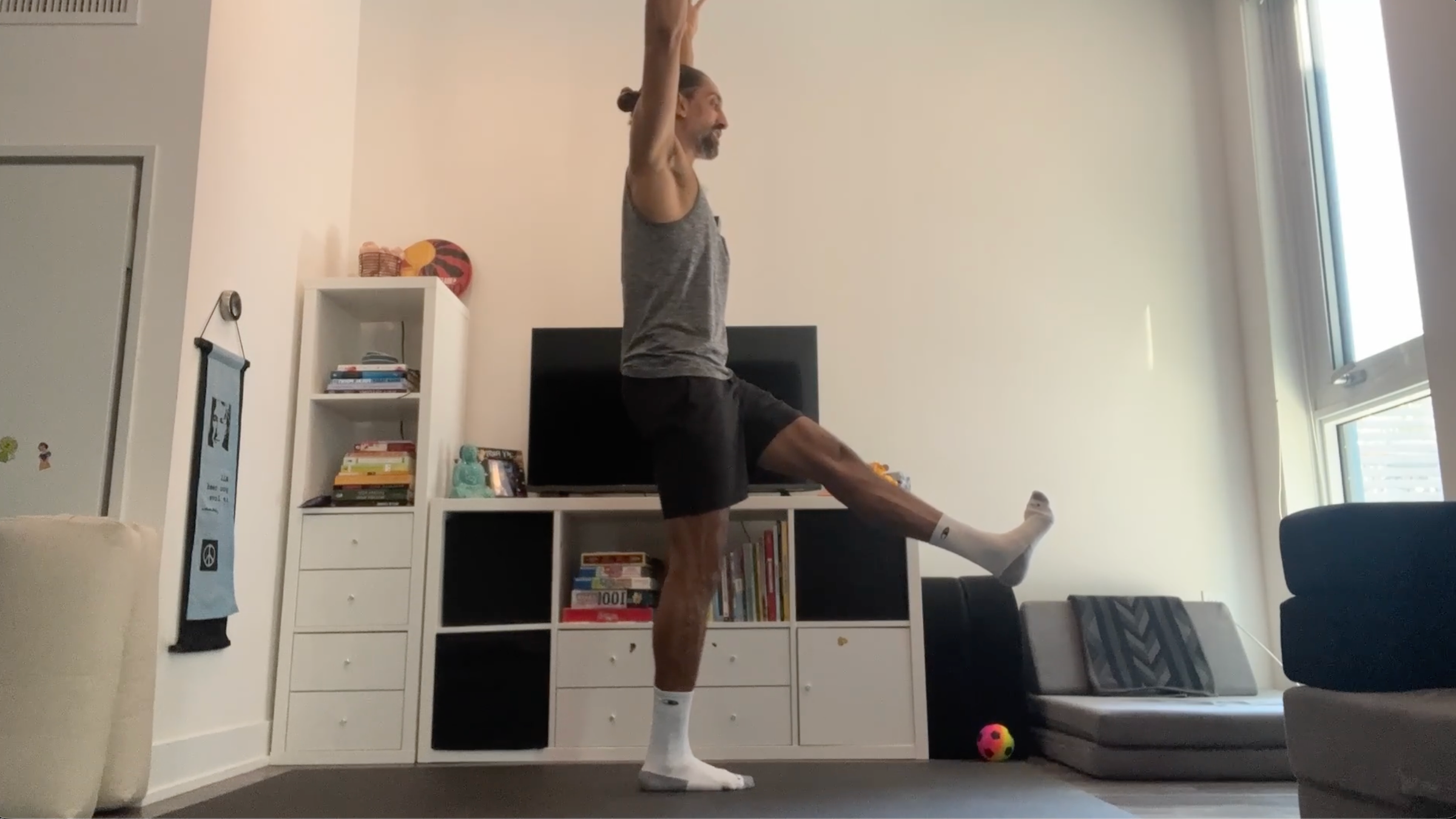 Yoga teacher Jaffer Hussain in Stork Pose